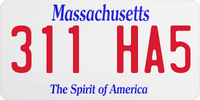 MA license plate 311HA5