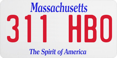MA license plate 311HB0