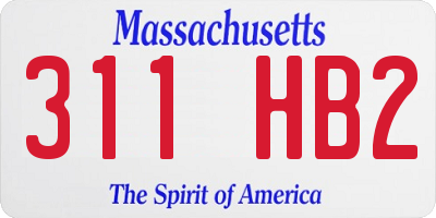 MA license plate 311HB2