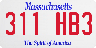 MA license plate 311HB3