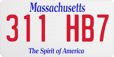 MA license plate 311HB7