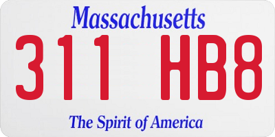 MA license plate 311HB8