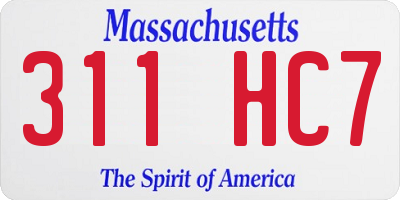 MA license plate 311HC7