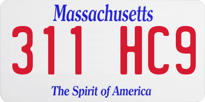 MA license plate 311HC9