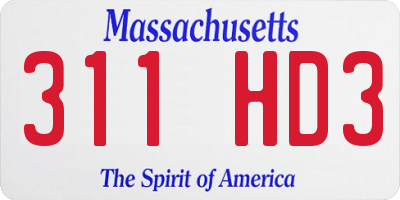 MA license plate 311HD3