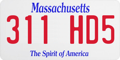 MA license plate 311HD5