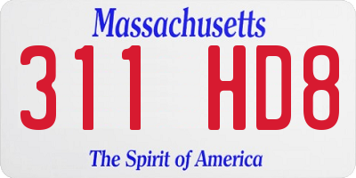 MA license plate 311HD8