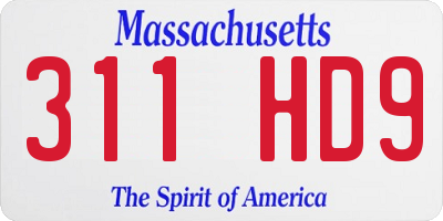MA license plate 311HD9