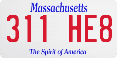 MA license plate 311HE8