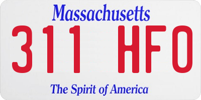 MA license plate 311HF0