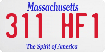 MA license plate 311HF1