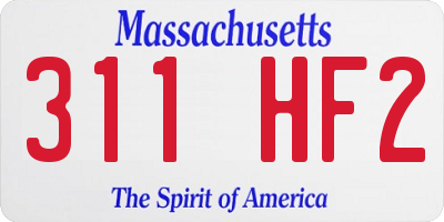 MA license plate 311HF2