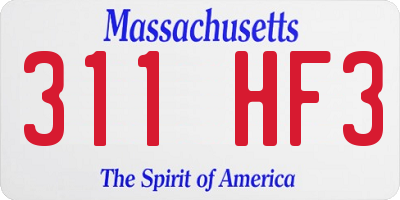 MA license plate 311HF3