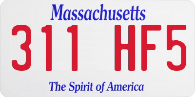 MA license plate 311HF5