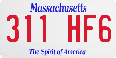 MA license plate 311HF6