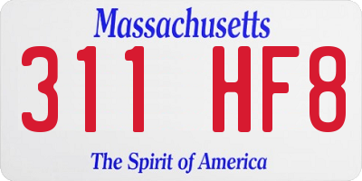 MA license plate 311HF8