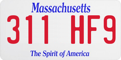 MA license plate 311HF9