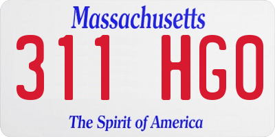 MA license plate 311HG0