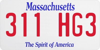 MA license plate 311HG3