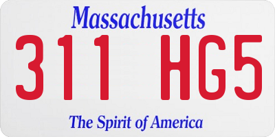 MA license plate 311HG5