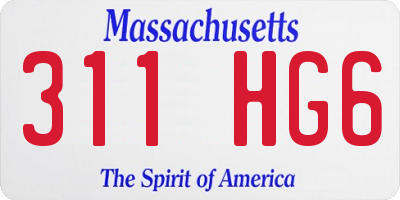 MA license plate 311HG6