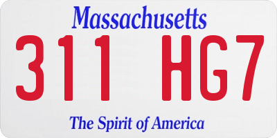 MA license plate 311HG7