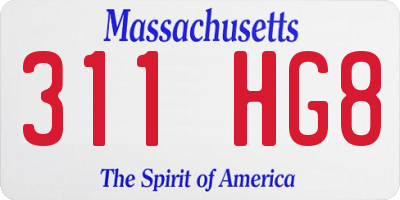 MA license plate 311HG8