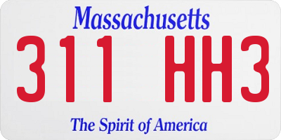 MA license plate 311HH3