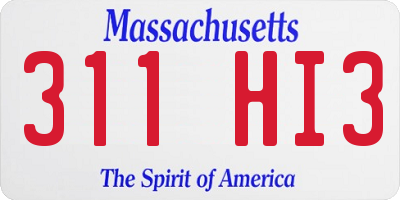 MA license plate 311HI3
