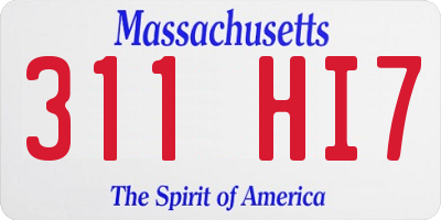 MA license plate 311HI7