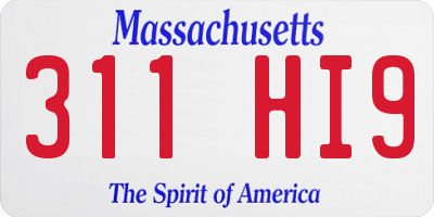 MA license plate 311HI9