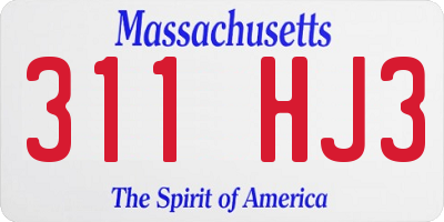 MA license plate 311HJ3