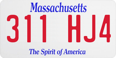 MA license plate 311HJ4