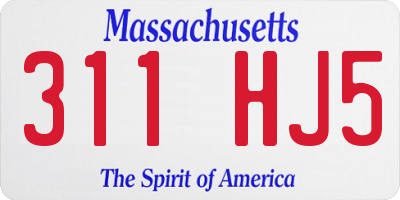 MA license plate 311HJ5