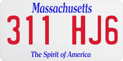 MA license plate 311HJ6
