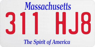 MA license plate 311HJ8