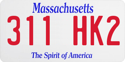 MA license plate 311HK2