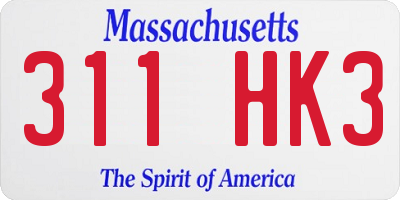 MA license plate 311HK3
