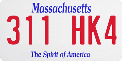 MA license plate 311HK4