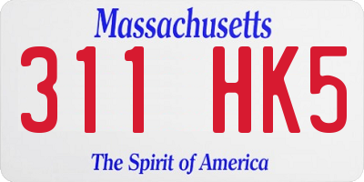 MA license plate 311HK5