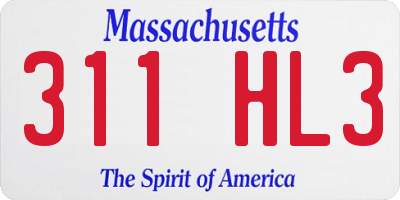 MA license plate 311HL3