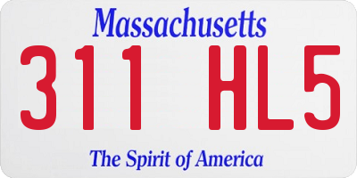 MA license plate 311HL5