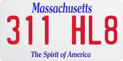 MA license plate 311HL8