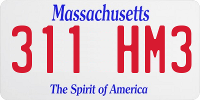 MA license plate 311HM3