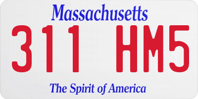MA license plate 311HM5