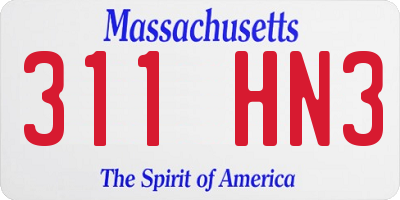 MA license plate 311HN3