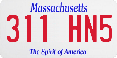 MA license plate 311HN5