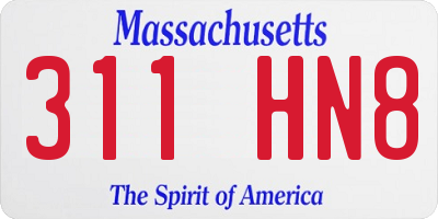 MA license plate 311HN8