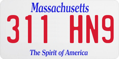 MA license plate 311HN9