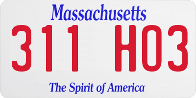 MA license plate 311HO3